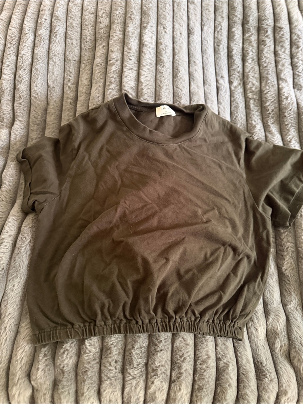 Wilfred Olive Green Cropped Elastic-Hem Tee
